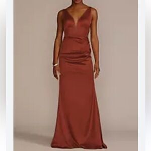 Galina Signature stretch satin cowl Back evening gown formal dress cinnamon Sz12